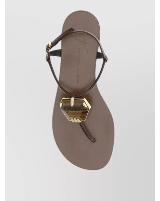 Giuseppe Zanotti Gray Stainless Steel Flat Slides