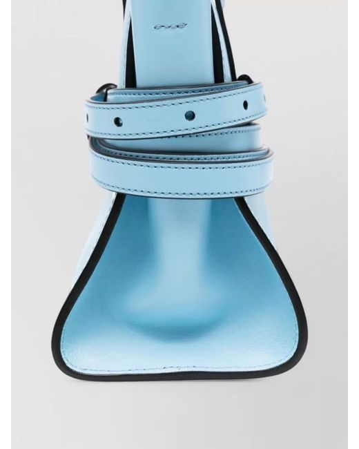 Moschino Blue Tie Me Small Leather Top Handle Bag