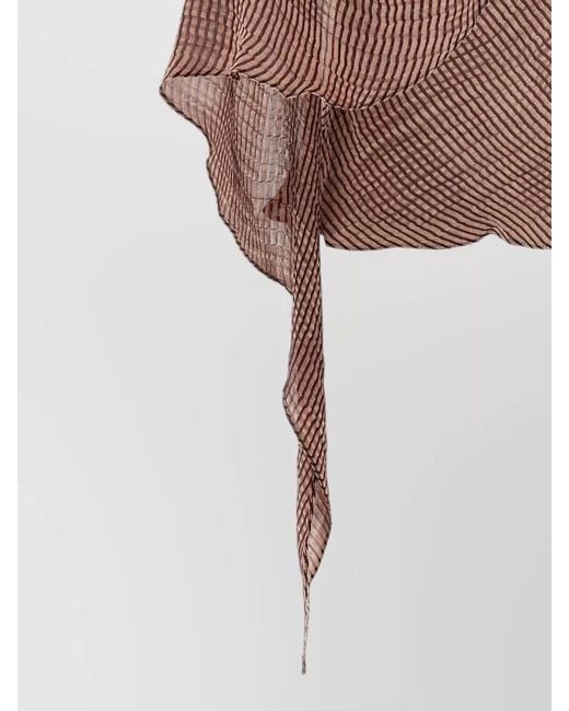Kiko Kostadinov Brown Plexus Cropped Striped Sheer Blouse Top