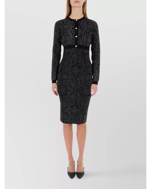 Versace Black Ribbed Cropped Embroidered Cardigan
