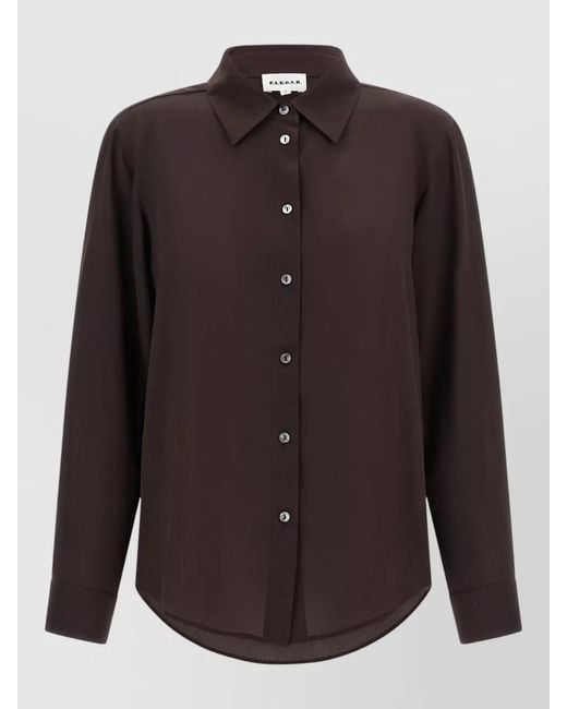 P.A.R.O.S.H. Black Sweet26 Shirt Long Sleeves Rounded Hem