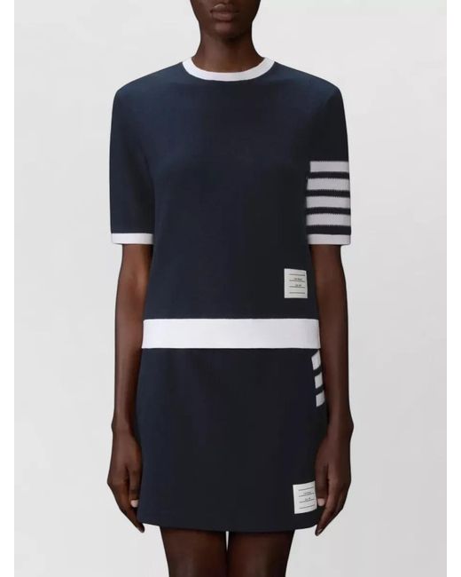 Thom Browne Blue Textured Cotton Piqué Short-Sleeve T-Shirt
