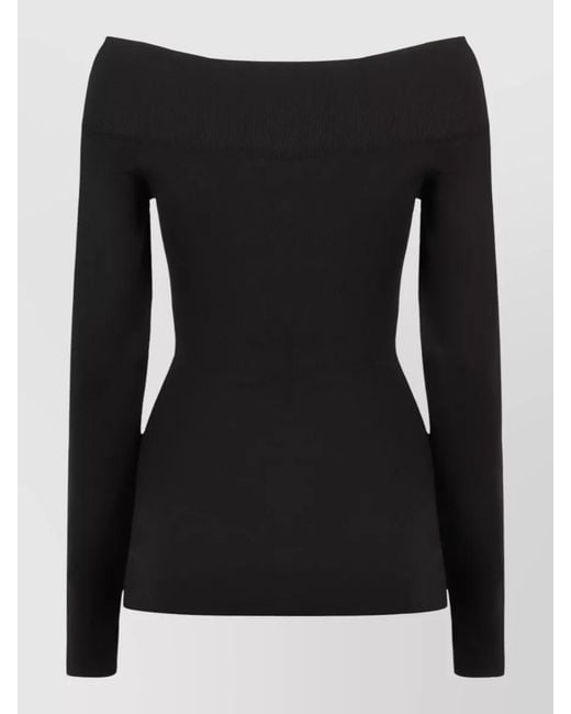 Stella McCartney Black Stretch Viscose Top Long Sleeve Neckline
