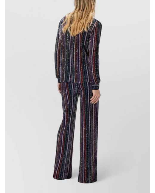 Missoni Black Long Sleeve Sequin Striped Round Neck Top