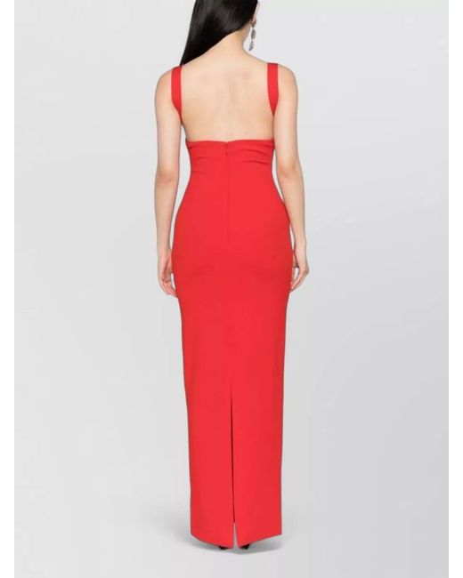 Solace London Red Joni Crepe Square Neck Maxi Dress