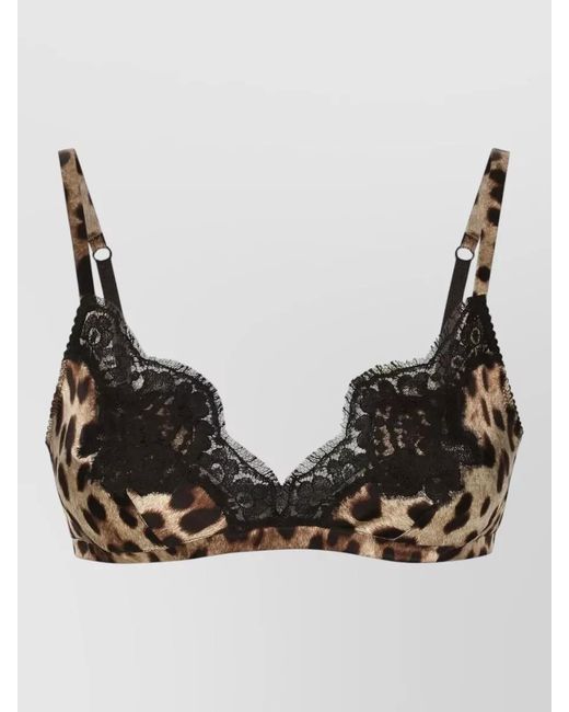Dolce & Gabbana Black Silk Leopard-Print Soft-Cup Bra