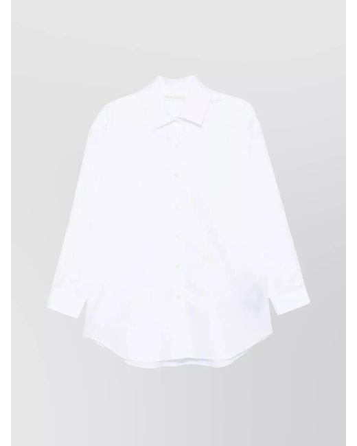 Palm Angels White Cotton Monogram-Embroidered Loose Shirt