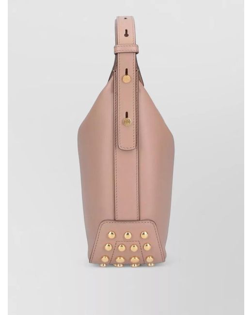 Tod's Pink Shoulder Bag Tone Hardware Studs Strap