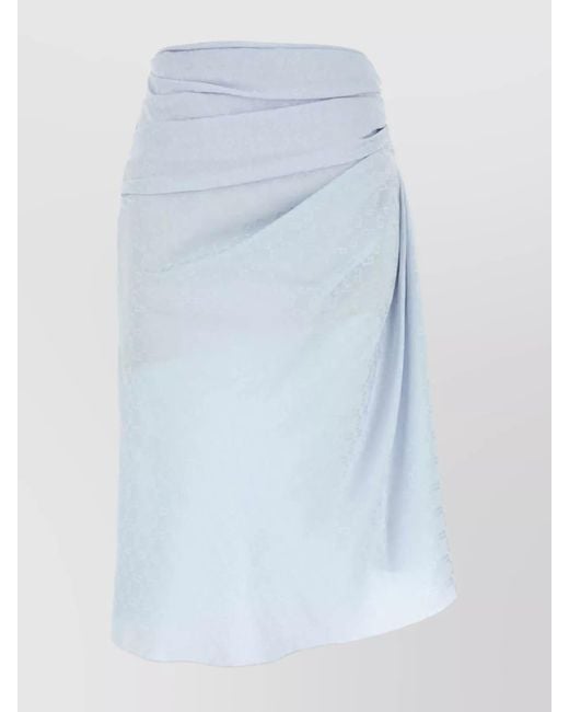 Givenchy Blue Silk Draped Midi Skirt