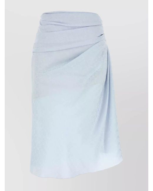 Givenchy Blue Draped Silk Skirt Midi Length Subtle Pattern