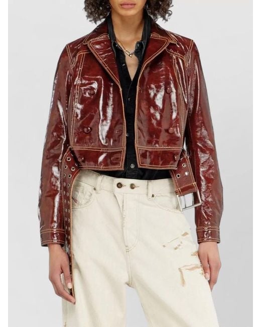 DIESEL Red Shearling Double Breasted Coat