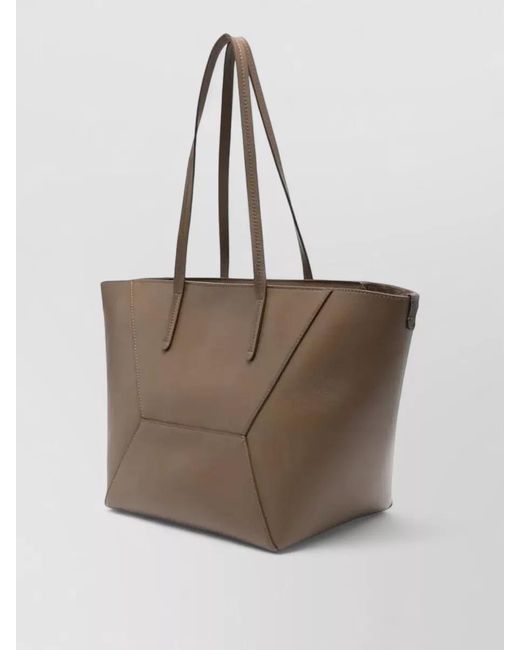 Brunello Cucinelli Natural Leather Tote Bag And Removable Pouch