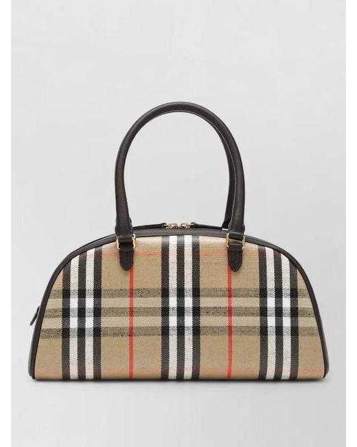 Burberry Multicolor Check Pattern Shoulder Bag Structured Shape Top Handles