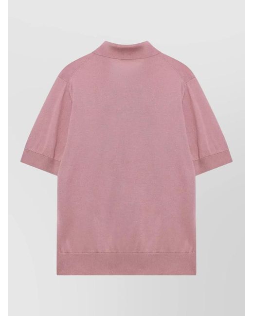 Dolce & Gabbana Pink Polo Shirt Collar Ribbed Cuffs Short Sleeves for men