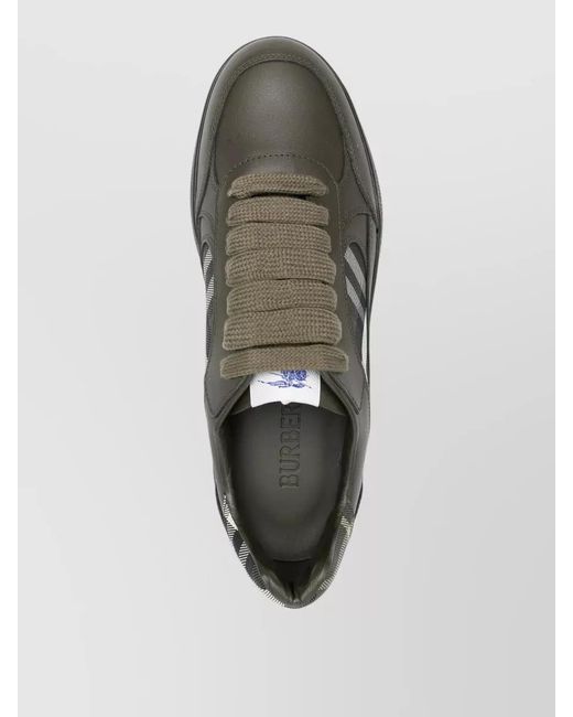 Burberry Gray Leather Low-Top Sneakers for men