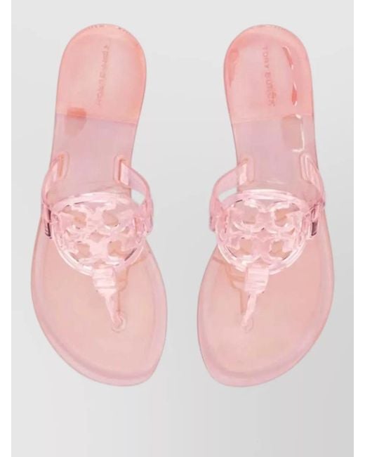 Tory Burch Pink Miller Jelly Flat Flip Flop Sandals