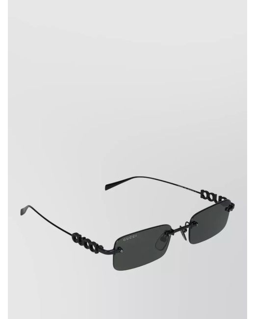Gucci Gray Sunglasses Gg1808S 001 Metal Rectangle for men