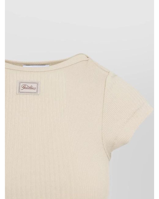 Jean Paul Gaultier Natural Ribbed Cropped Short-Sleeve T-Shirt