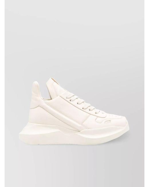 Rick Owens Women's Natural Low Top Sneakers With Chunky Rubber Sole
