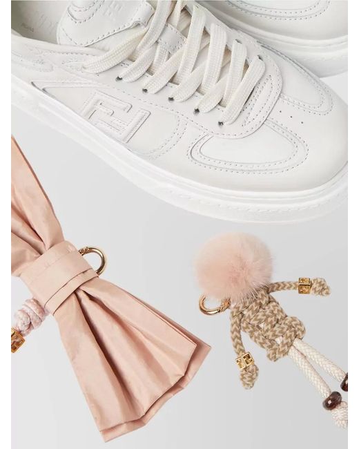 Fendi White Leather Low-Top Sneakers