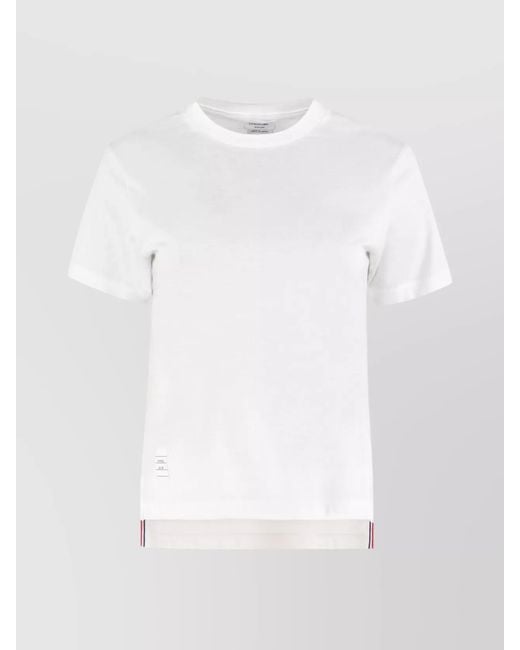 Thom Browne White Cotton Ribbed Crew Neck T-Shirt