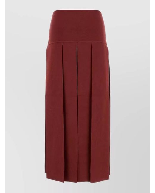 Alaïa Red High Waist Stretch Viscose Blend Skirt