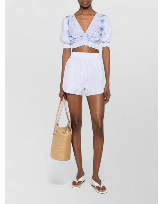 Ermanno Scervino White Cotton Shorts Curved Hem Striped Design