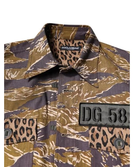 Dolce & Gabbana Brown Cotton Printed Long-Sleeve Shirt for men
