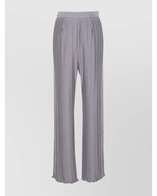 Lanvin Gray Pleated High-Rise Wide-Leg Trousers
