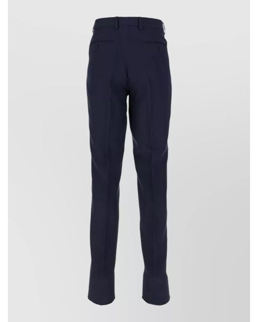 Lardini Blue Tailored Pants Back Pockets Belt Loops Creased for men