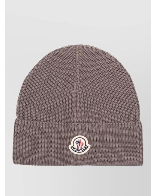 Moncler Brown Ribbed Knit Beanie for men