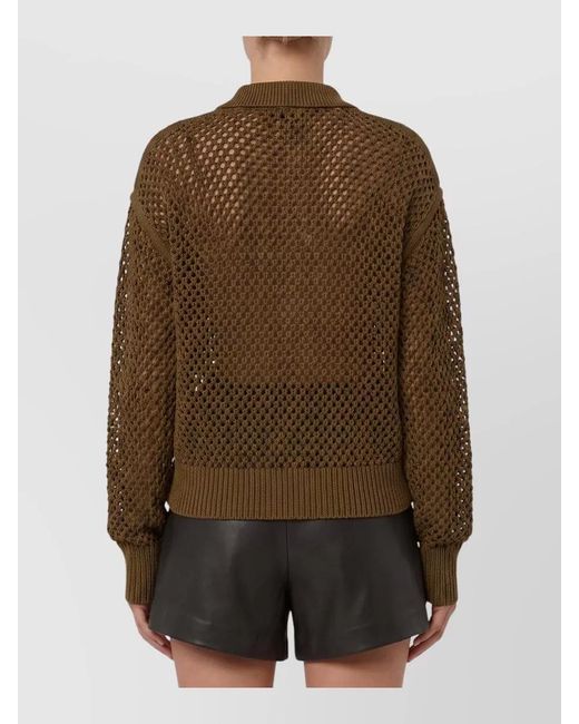 Max Mara Brown Cotton Open Knit Cardigan