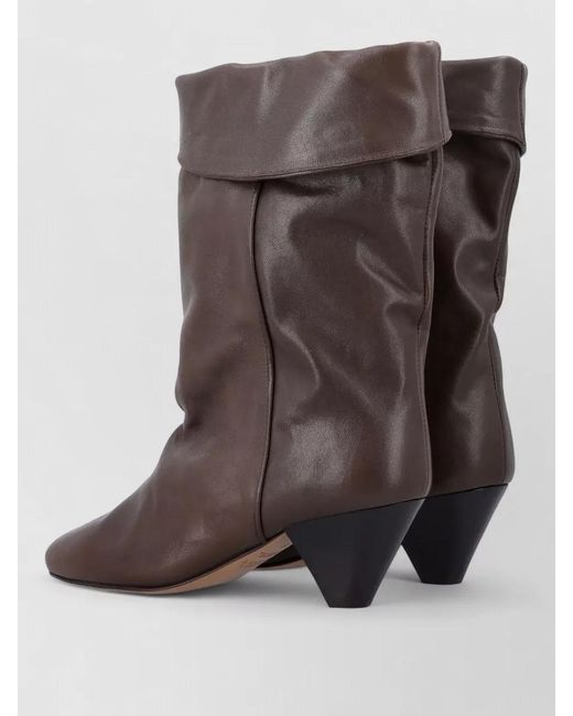 Isabel Marant Brown Low Heel Western Leather Slouch Boots