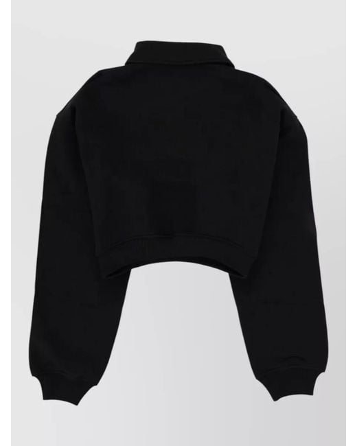 MSGM Black Collared Cotton Sweatshirt