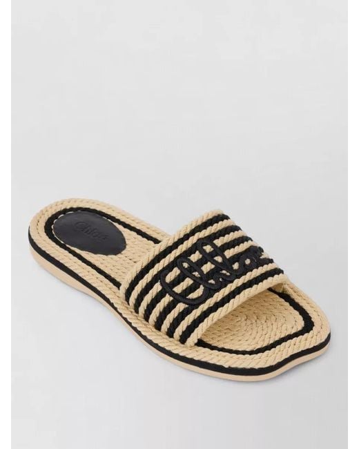 Chloé Metallic Braided Rope Flat Sole Open Toe Slides