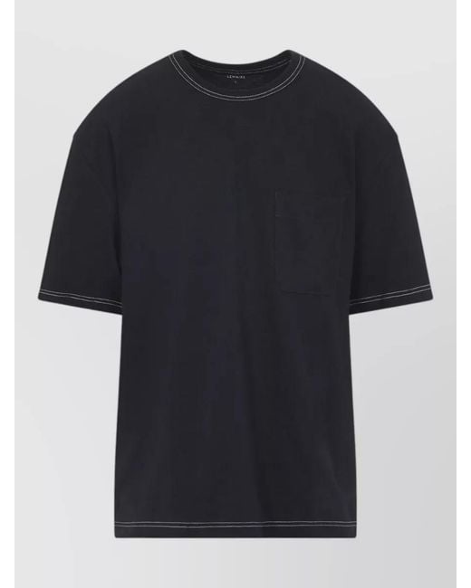 Lemaire Black Cotton Linen Boxy Short Sleeve T-Shirt for men