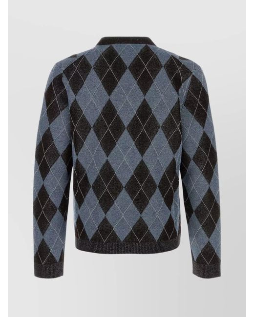 Gucci Black Argyle-Patterned Cardigan for men