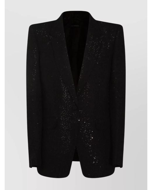 Tom Ford Black Sequin Embellished Notched Lapel Blazer