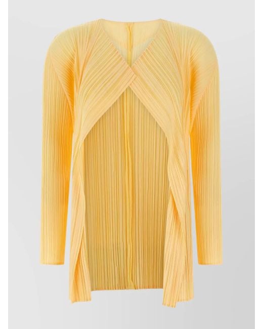 Pleats Please Issey Miyake Yellow Mellow Pleats Cardigan