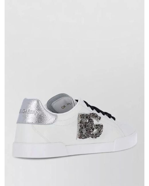 Dolce & Gabbana White Low Top Lace Up Casual Rubber Sole
