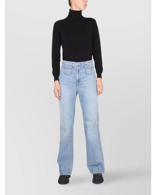 Ballantyne Blue Ribbed Turtleneck Jumper
