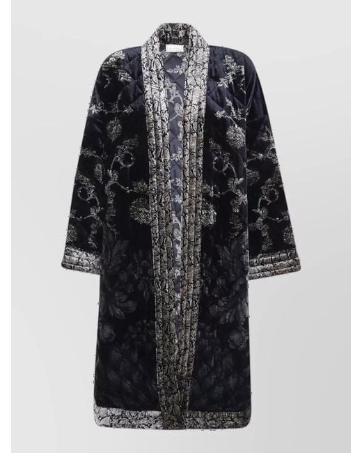 Pierre Louis Mascia Blue Padded Kimono Cape