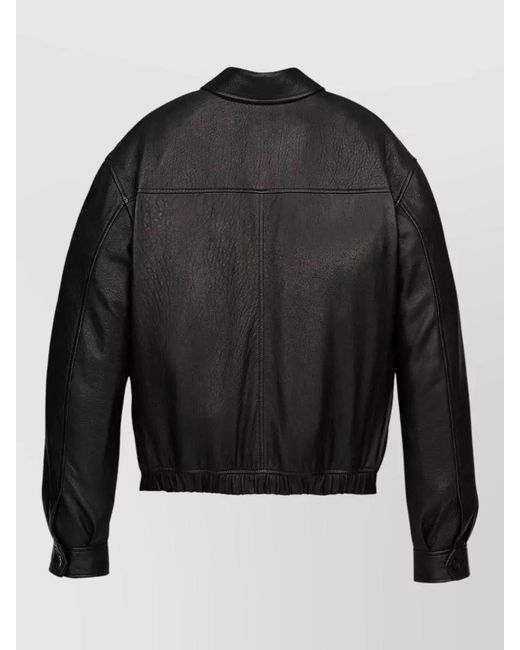 Saint Laurent Black Leather Short Jacket for men