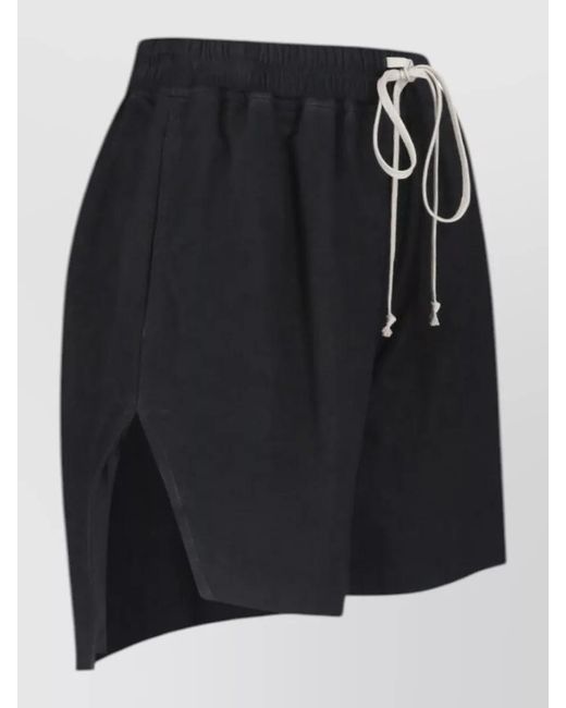Rick Owens Blue Straight Shorts Side Pockets Subtle Slits