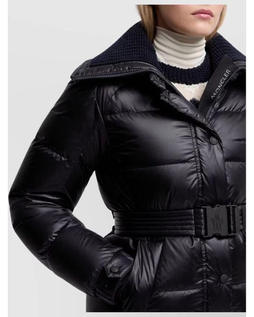 Moncler Blue Nylon Belted Puffer Jacket