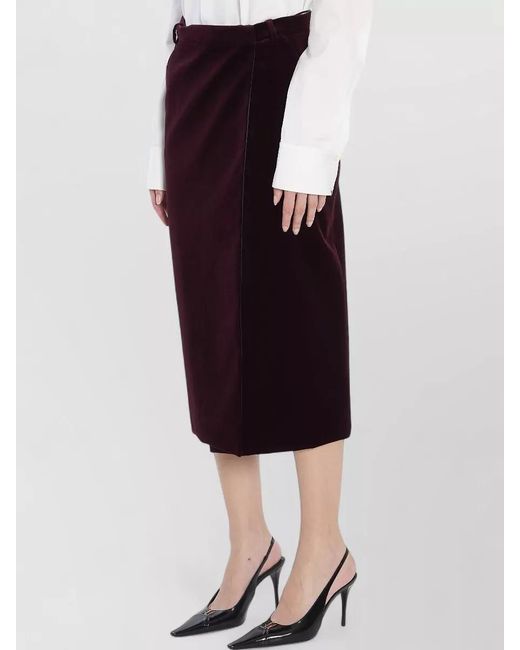 Saint Laurent Black Cotton Midi Wrap Skirt