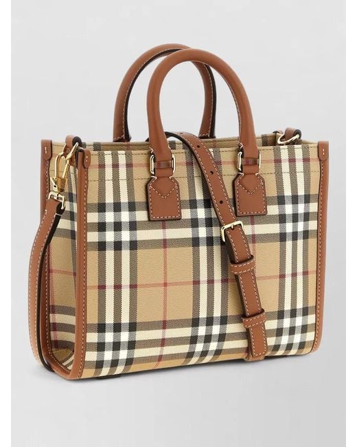 Burberry Brown Freya Check Shoulder Bag Top Handles