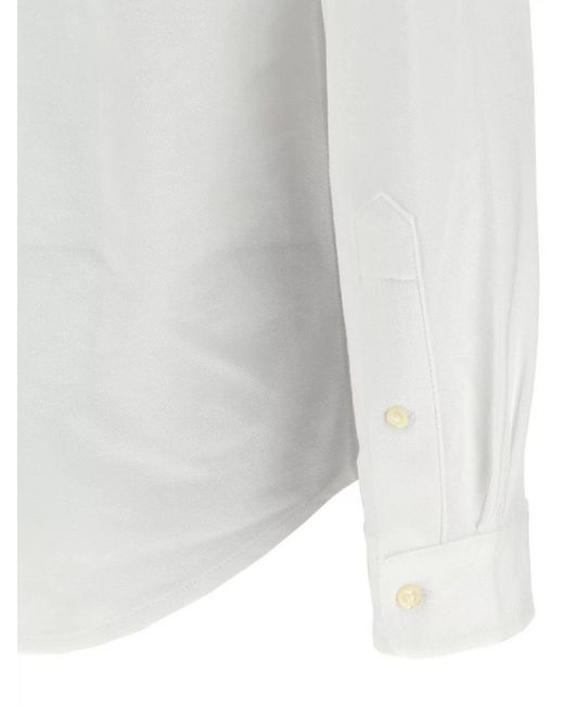 Polo Ralph Lauren White Cotton Crewneck Long-Sleeve Shirt for men