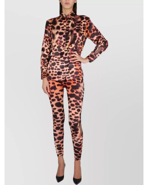 Roberto Cavalli Red Animal Print Shirt