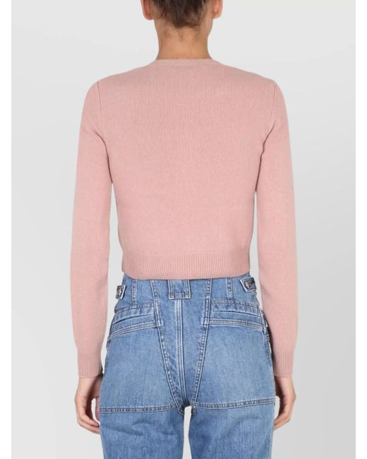 Stella McCartney Blue Wool Ribbed Cross-Neck Jumper